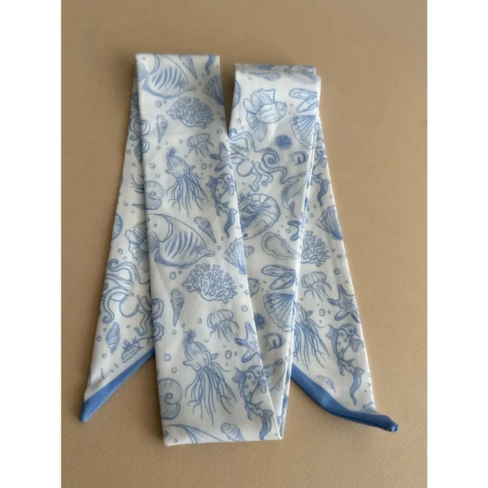 Blue & White Sea Life Scarf M1686